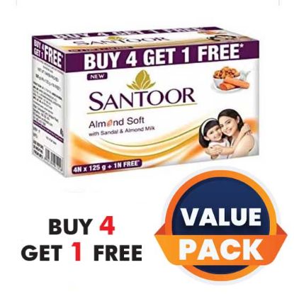 Picture of Santoor Almond Soft - 125 Grams - 4+1