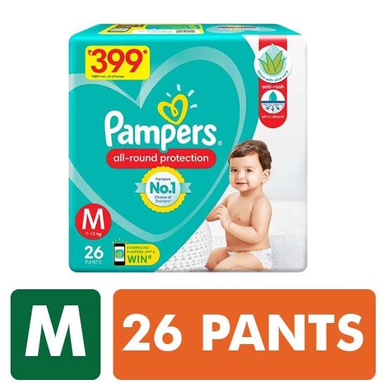 Baby Diapers Pampers Medium (7-12 Kg) All-round protection 26 Pants